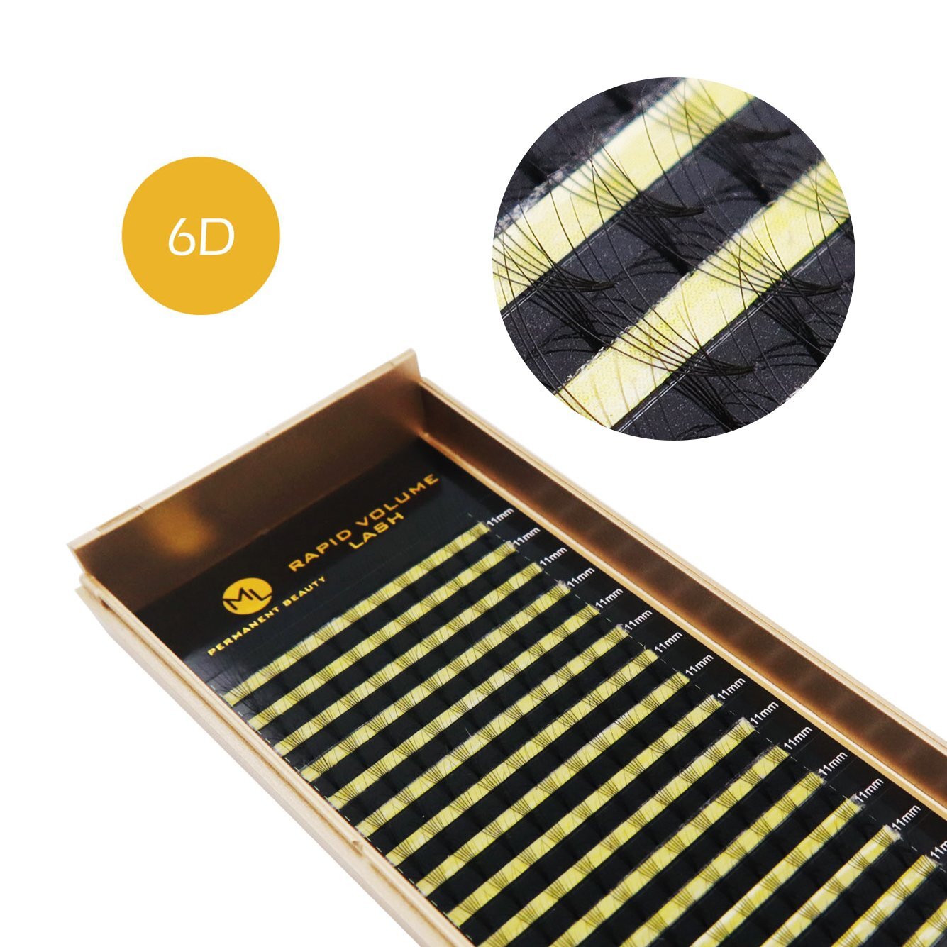 Éventail de cils 6D hybride vison-soie (D-Curl/Bend, 0,07 mm)