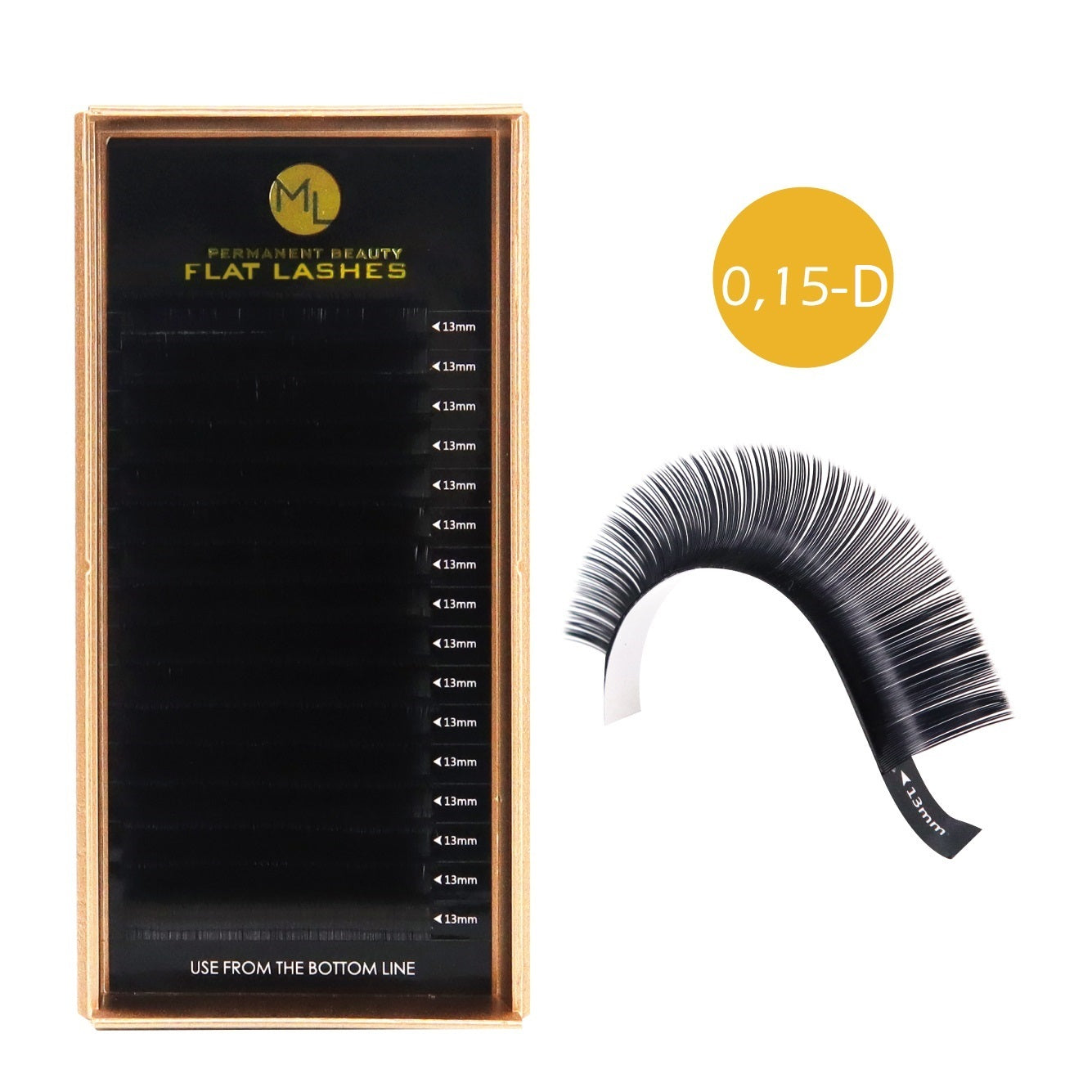 Cils individuels plats hybrides vison-soie (D-Curl/Bend, 0,15 mm)