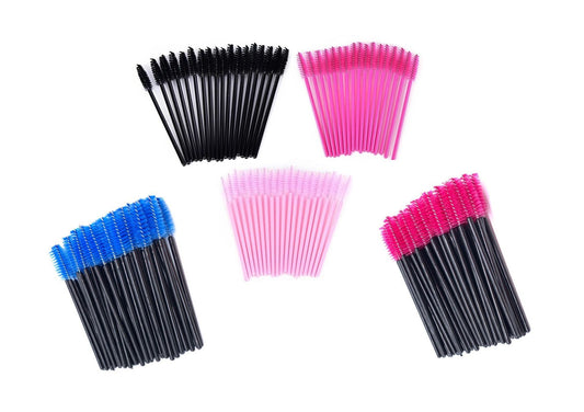 100x eyelash brushes, mascara brushes, eyebrow brushes (6 colors).